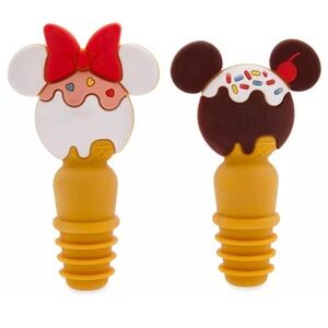 Disney Bottle Stopper Set of 2 Mickey and Minnie Ice Cream Park Snack Icon Wine